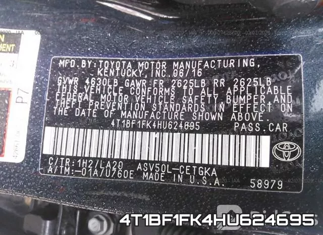 4T1BF1FK4HU624695 фото 10