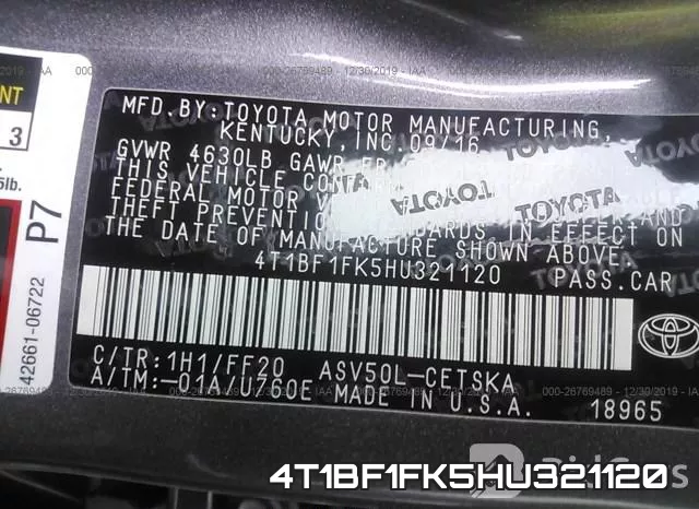 4T1BF1FK5HU321120 фото 10