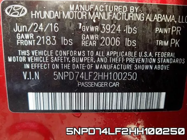 5NPD74LF2HH100250 фото 2