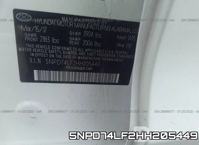 5NPD74LF2HH205449 фото 10