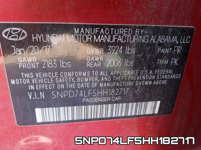 5NPD74LF5HH182717 фото 2