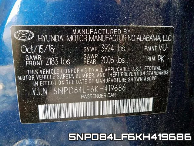 5NPD84LF6KH419686 фото 2