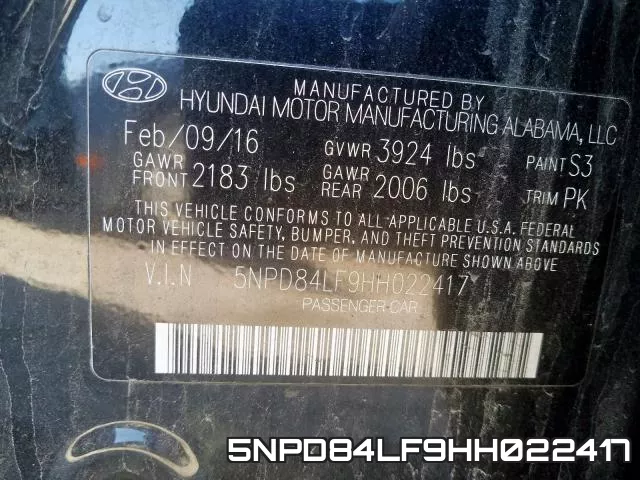 5NPD84LF9HH022417 фото 2