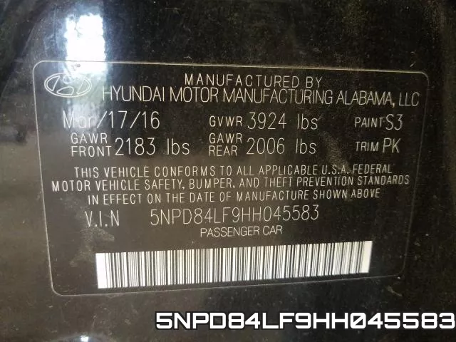 5NPD84LF9HH045583 фото 2