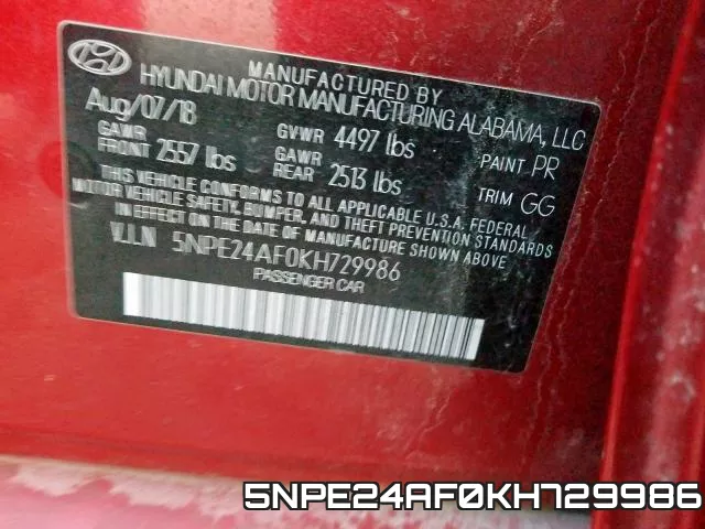 5NPE24AF0KH729986 фото 2