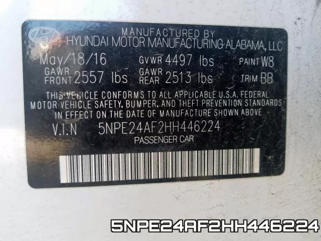 5NPE24AF2HH446224 фото 2