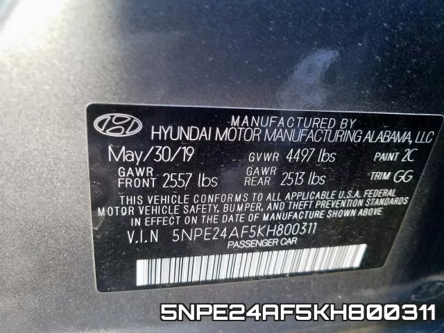 5NPE24AF5KH800311 фото 2