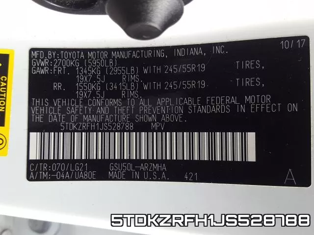 5TDKZRFH1JS528788 фото 2