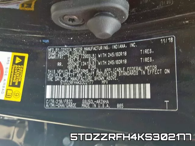 5TDZZRFH4KS302177 фото 2