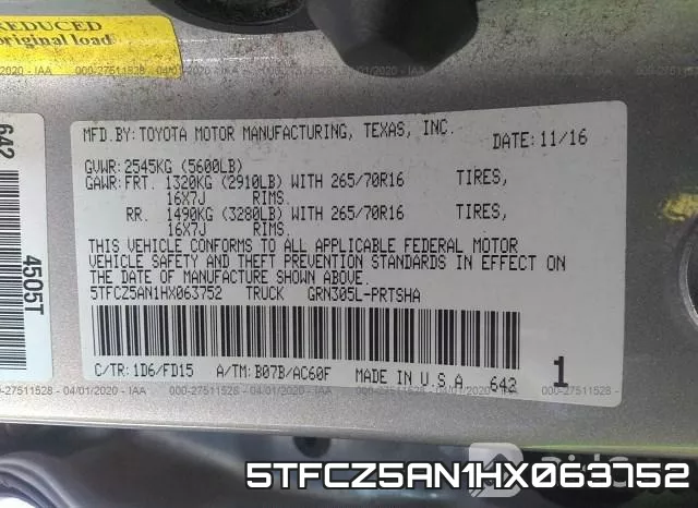5TFCZ5AN1HX063752 фото 10