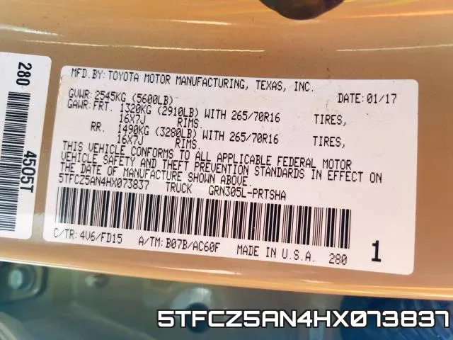 5TFCZ5AN4HX073837 фото 2