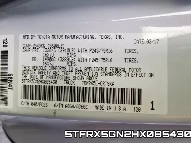 5TFRX5GN2HX085430 фото 2