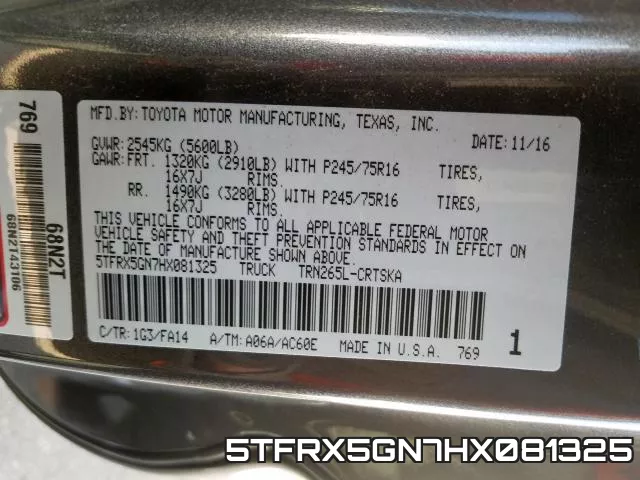 5TFRX5GN7HX081325 фото 2