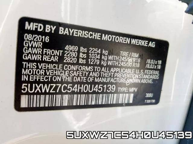 5UXWZ7C54H0U45139 фото 2
