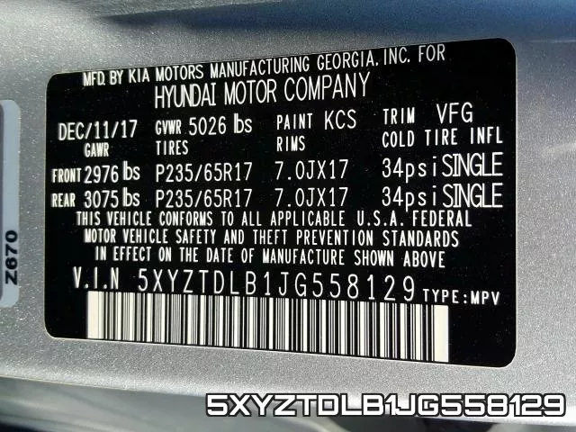 5XYZTDLB1JG558129 фото 2