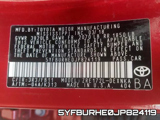5YFBURHE0JP824119 фото 2