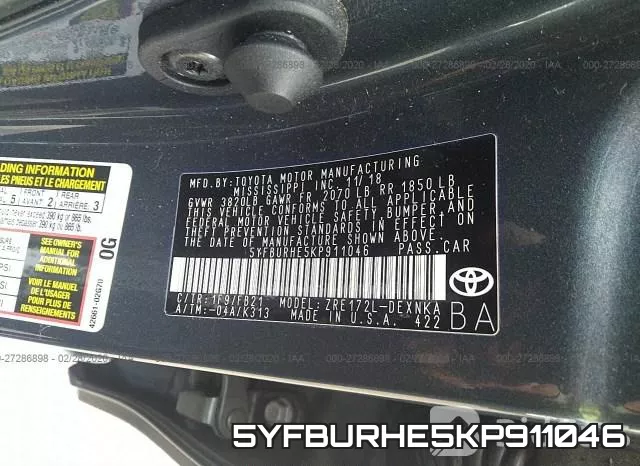 5YFBURHE5KP911046 фото 10