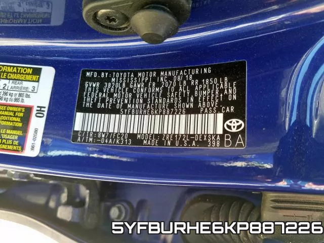 5YFBURHE6KP887226 фото 2