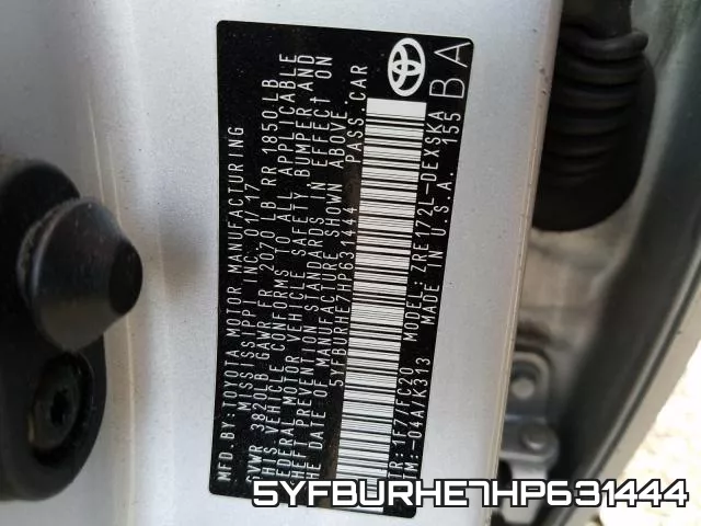 5YFBURHE7HP631444 фото 2