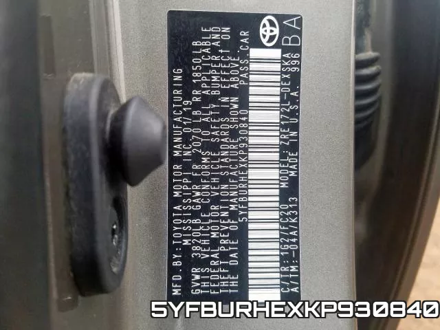 5YFBURHEXKP930840 фото 2