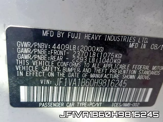 JF1VA1B60H9816245 фото 2