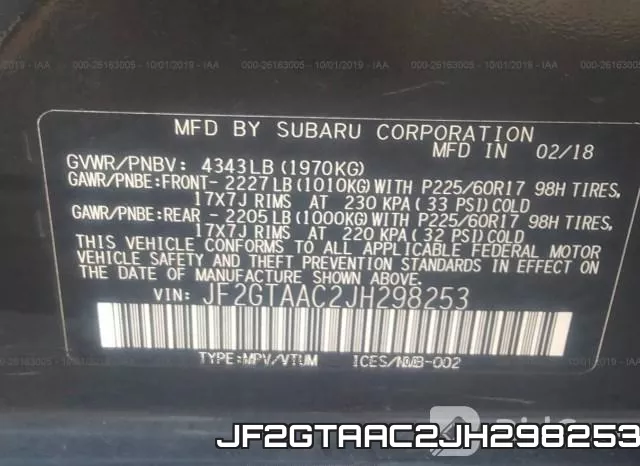 JF2GTAAC2JH298253 фото 10