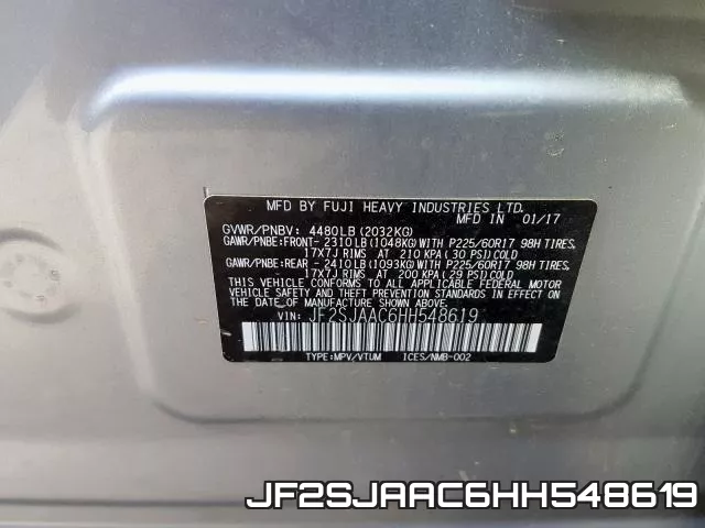 JF2SJAAC6HH548619 фото 2