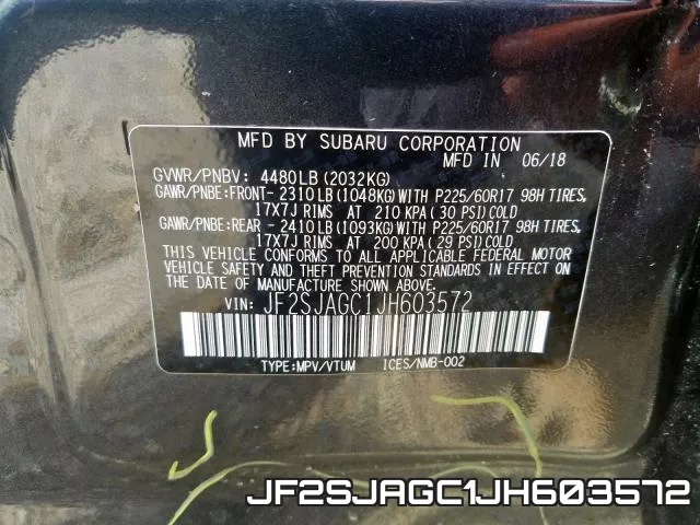 JF2SJAGC1JH603572 фото 2