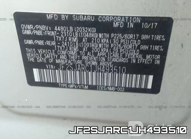 JF2SJARC1JH493510 фото 10