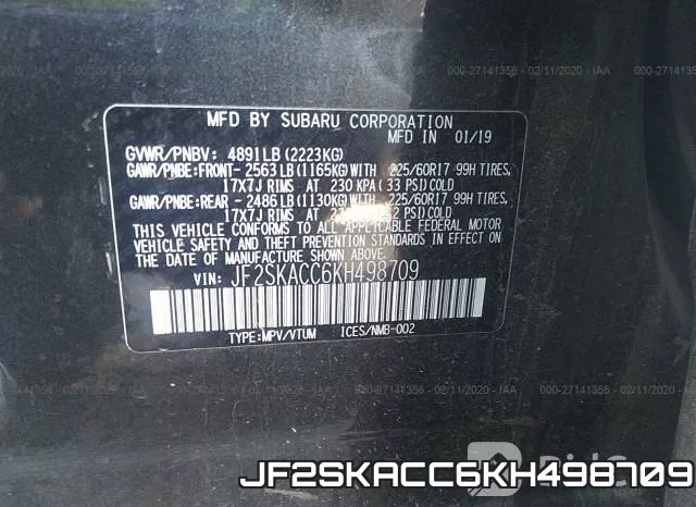 JF2SKACC6KH498709 фото 10