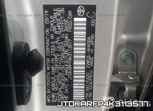 JTDKARFP4K3113577 фото 10