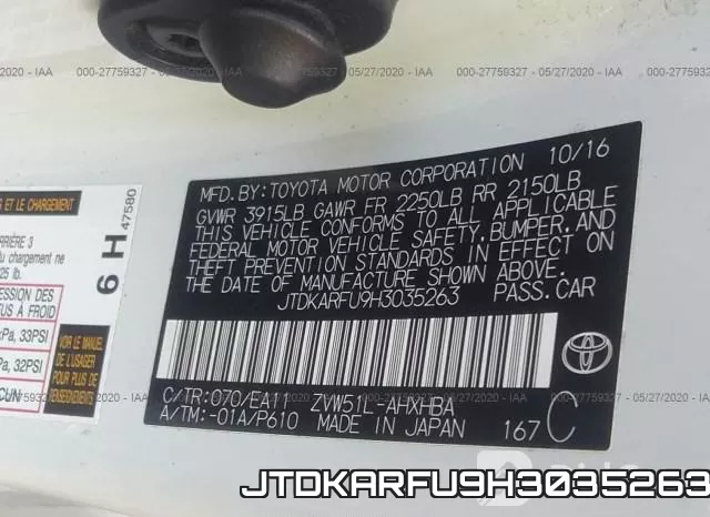 JTDKARFU9H3035263 фото 10