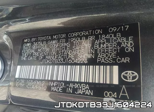 JTDKDTB33J1604224 фото 10