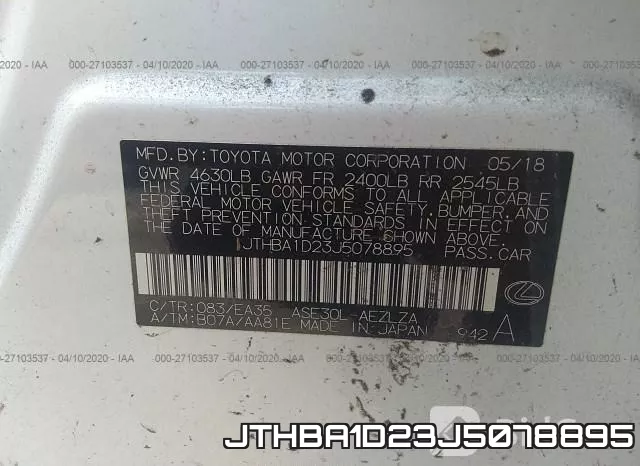 JTHBA1D23J5078895 фото 10