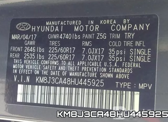 KM8J3CA48HU445925 фото 9