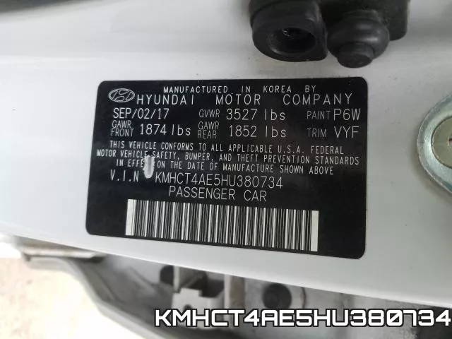 KMHCT4AE5HU380734 фото 2