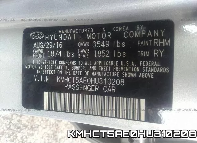 KMHCT5AE0HU310208 фото 10
