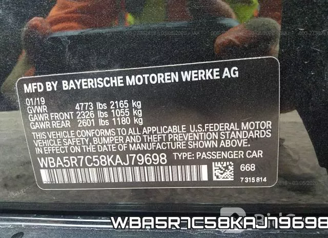 WBA5R7C58KAJ79698 фото 10