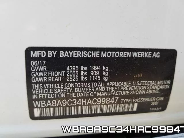 WBA8A9C34HAC99847 фото 2