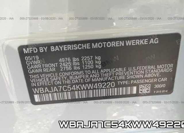 WBAJA7C54KWW49220 фото 10