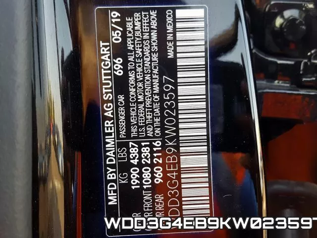 WDD3G4EB9KW023597 фото 2