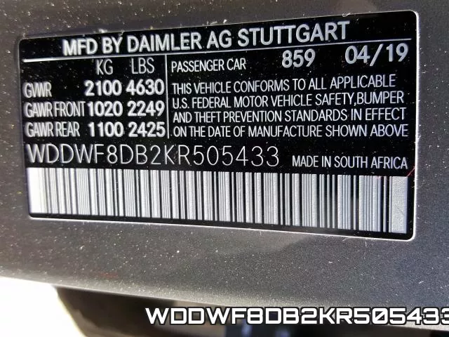 WDDWF8DB2KR505433 фото 2