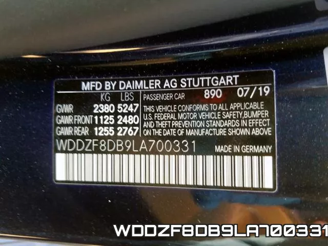 WDDZF8DB9LA700331 фото 2
