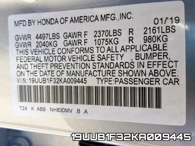 19UUB1F32KA009445 фото 2