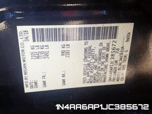 1N4AA6AP1JC385672 фото 2