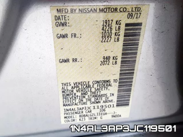 1N4AL3AP3JC119501 фото 2