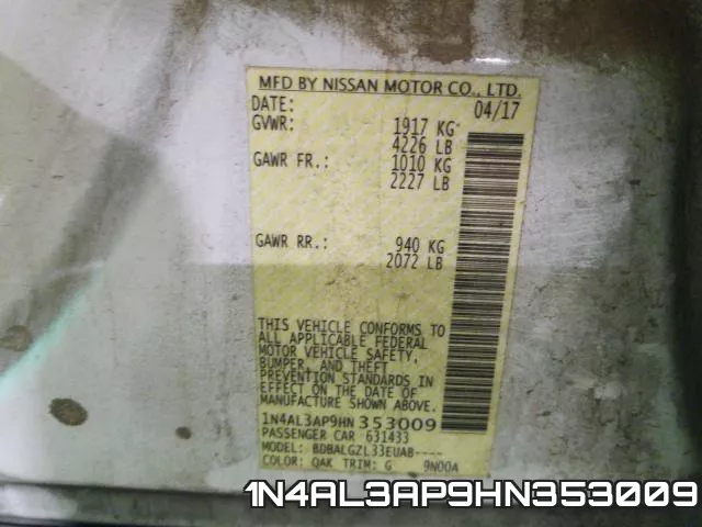 1N4AL3AP9HN353009 фото 2