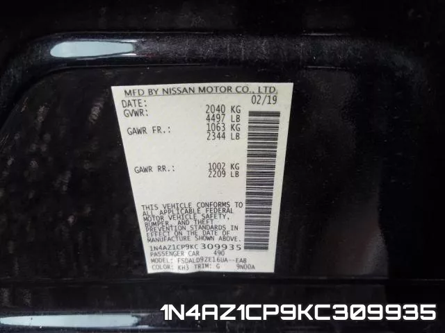 1N4AZ1CP9KC309935 фото 2