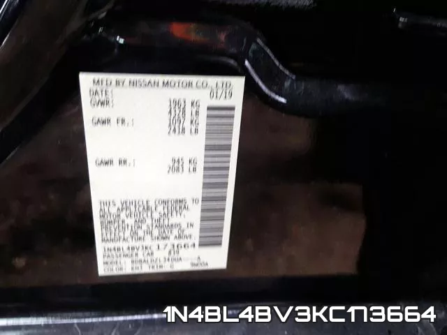 1N4BL4BV3KC173664 фото 2