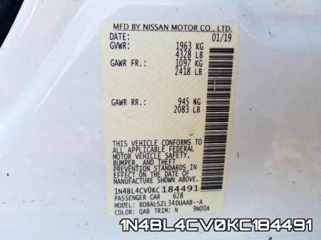1N4BL4CV0KC184491 фото 2